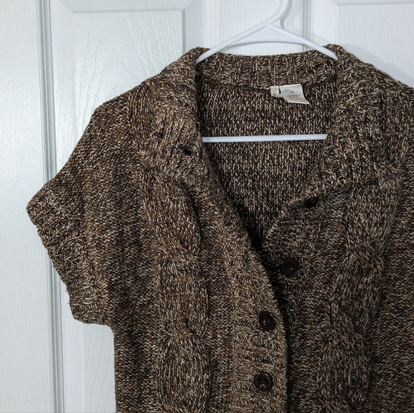 Cozy Acrylic Knit Short Sleeve Brown Sweater Top from Black Crimson NY Size M - Picture 5 of 7